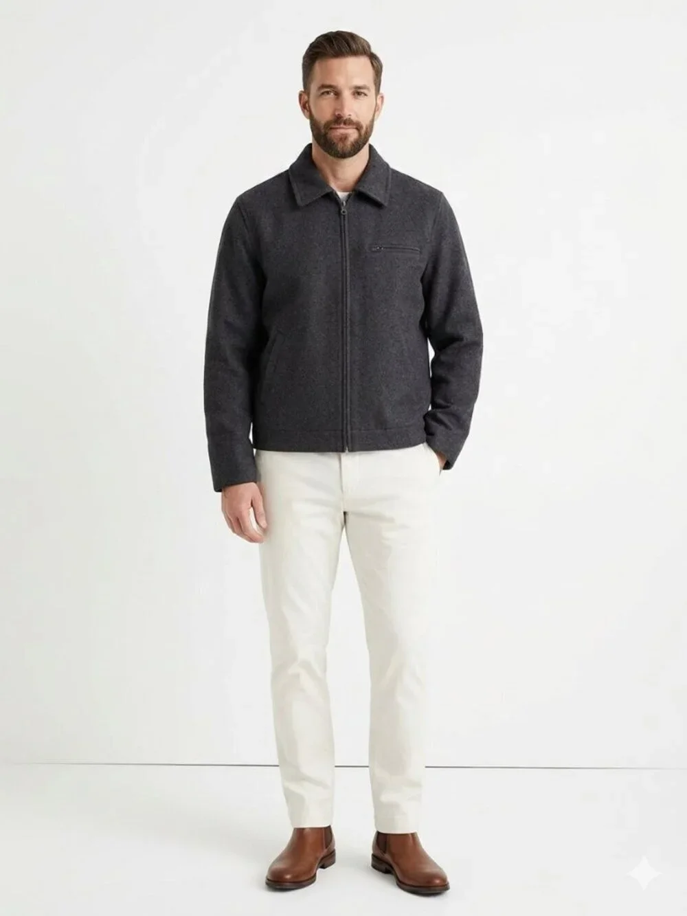 J CREW City Jacket Wool Blend Charcoal Night Gray XL